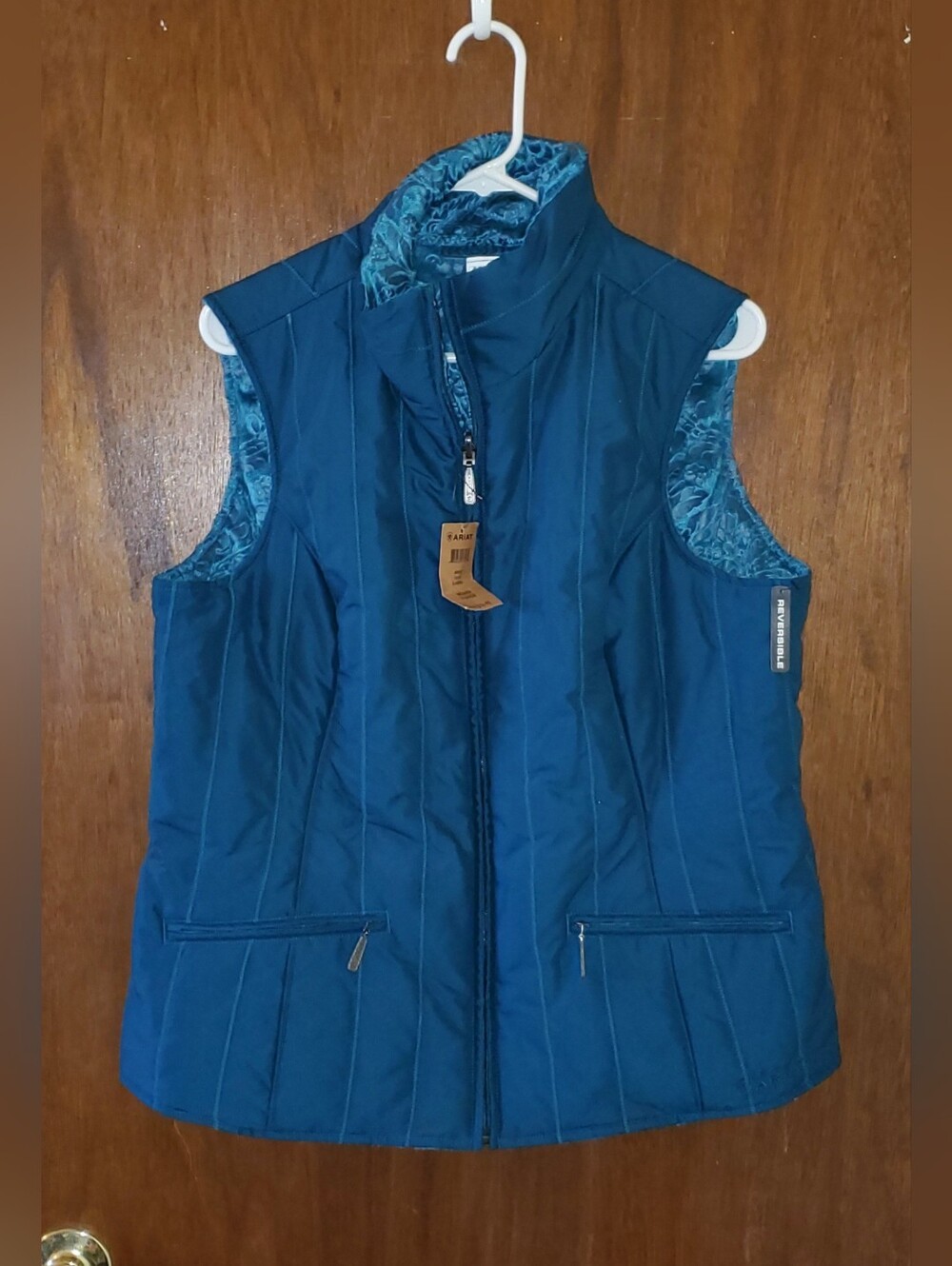NWT Ariat Teal Quilted Reversible Vest Sz Xl